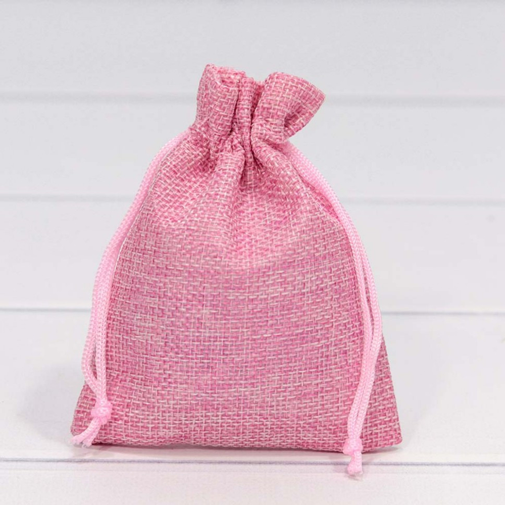 Мешочек 12х15см Лен искусственный (Розовый)