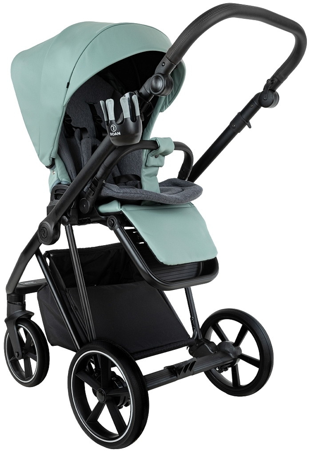 Детская коляска Roan Sol Vintage Leather 2.0 2 в 1 SL/13/L Misti Mint/Grey/руч. Серый