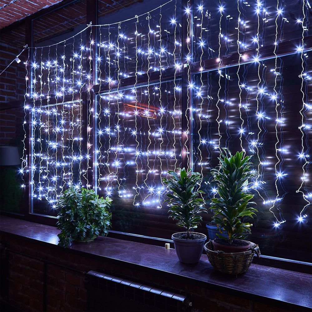 ULD-C3020-160-DTA WHITE IP20 Занавес светодиодный. 3х2м. 160 светодиодов. Белый свет. Провод прозрачный. TM Uniel