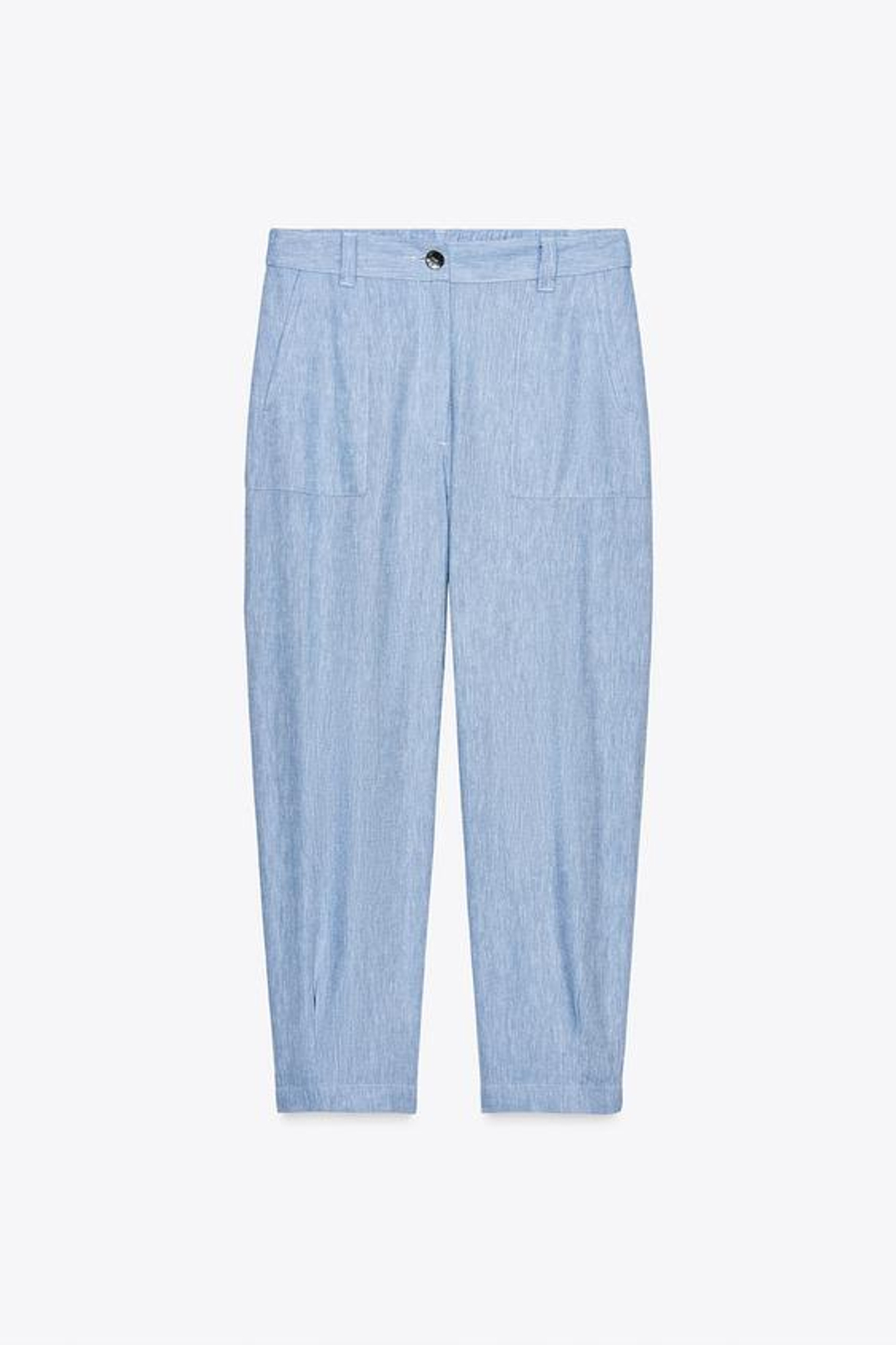 ZARA БРЮКИ-ДЖОГГЕРЫ ИЗ ЛЬНА, ГОЛУБОЙ