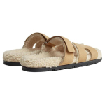 Hermes Chypre leather comfortable all-match slippers men's light brown, H222929Z HVD