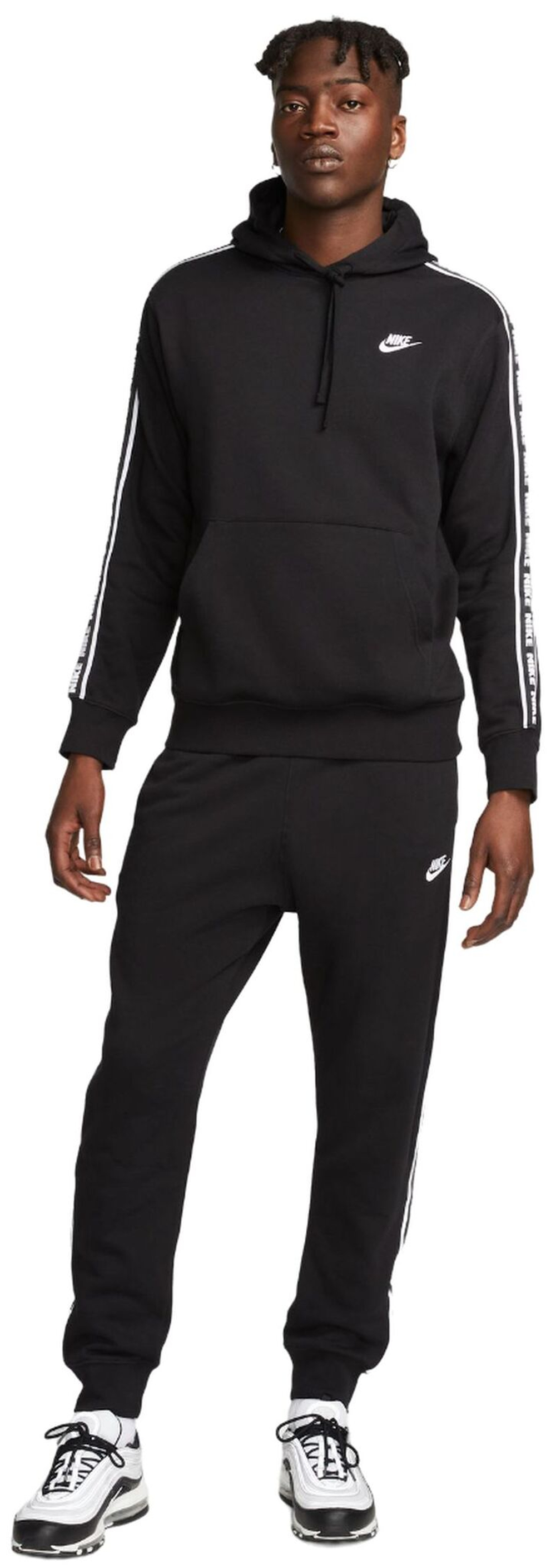 Мужской теннисный костюм Nike Club Fleece Casual Hoodie - черный