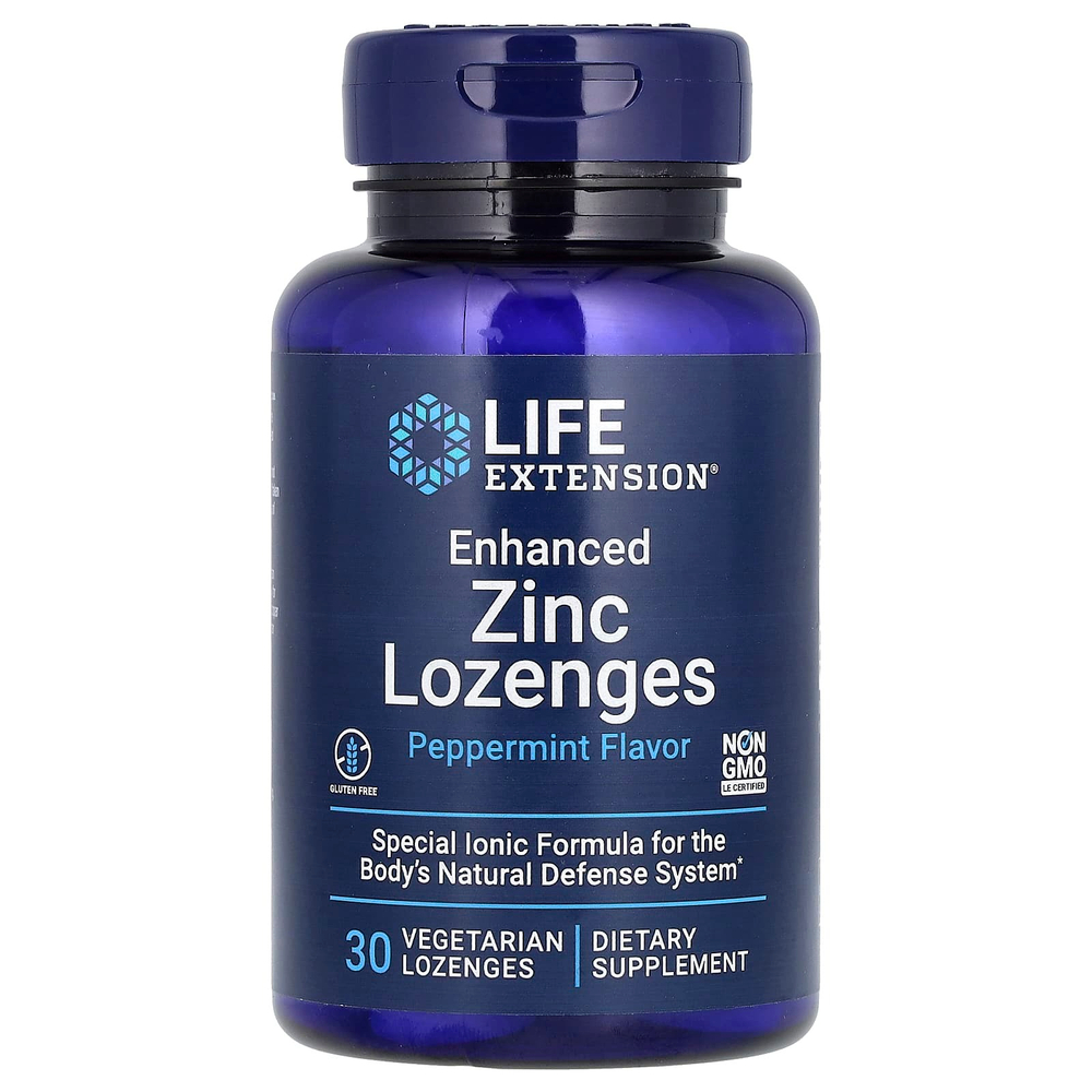 Life Extension, леденцы с улучшенным содержанием цинка, со вкусом перечной мяты, 30 вегетарианских леденцов (18,75 мг в 1 леденце)
