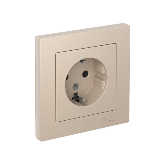 Розетка AtlasDesign 16А с заземл. со шторками в сборе песочн. SE ATN001244