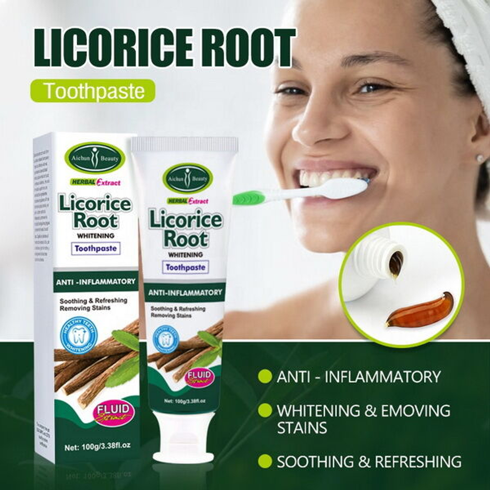 Зубная паста против воспаления дёсен с экстрактом корня солодки Aichun Beauty Licorice Root Ant Whitening Toothpaste, 100г