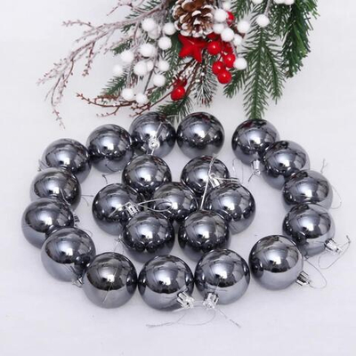 Новогодние шары 5 см (набор 24 шт) «Глянец», графит