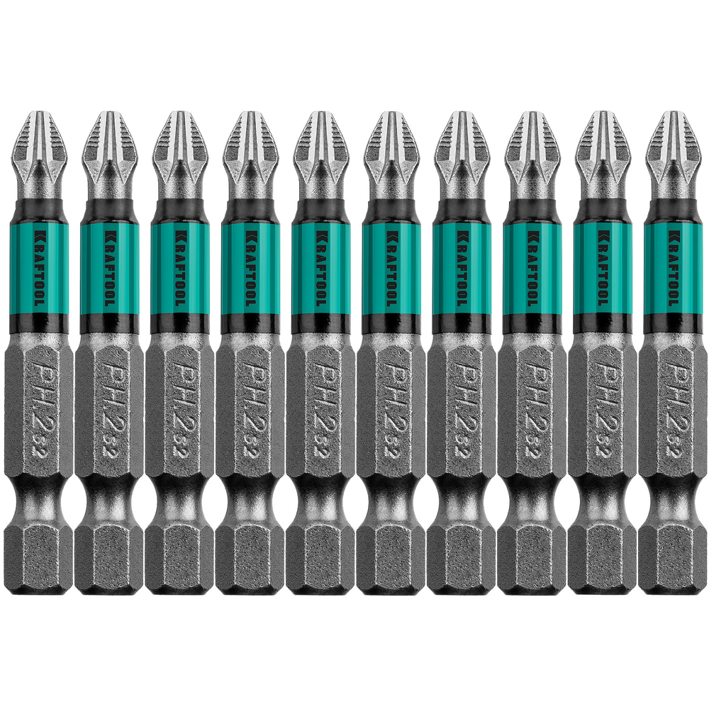 Optimum Line Биты, PH2, 50 мм, тип хвостовика E 1/4", 10 шт в блистере, KRAFTOOL