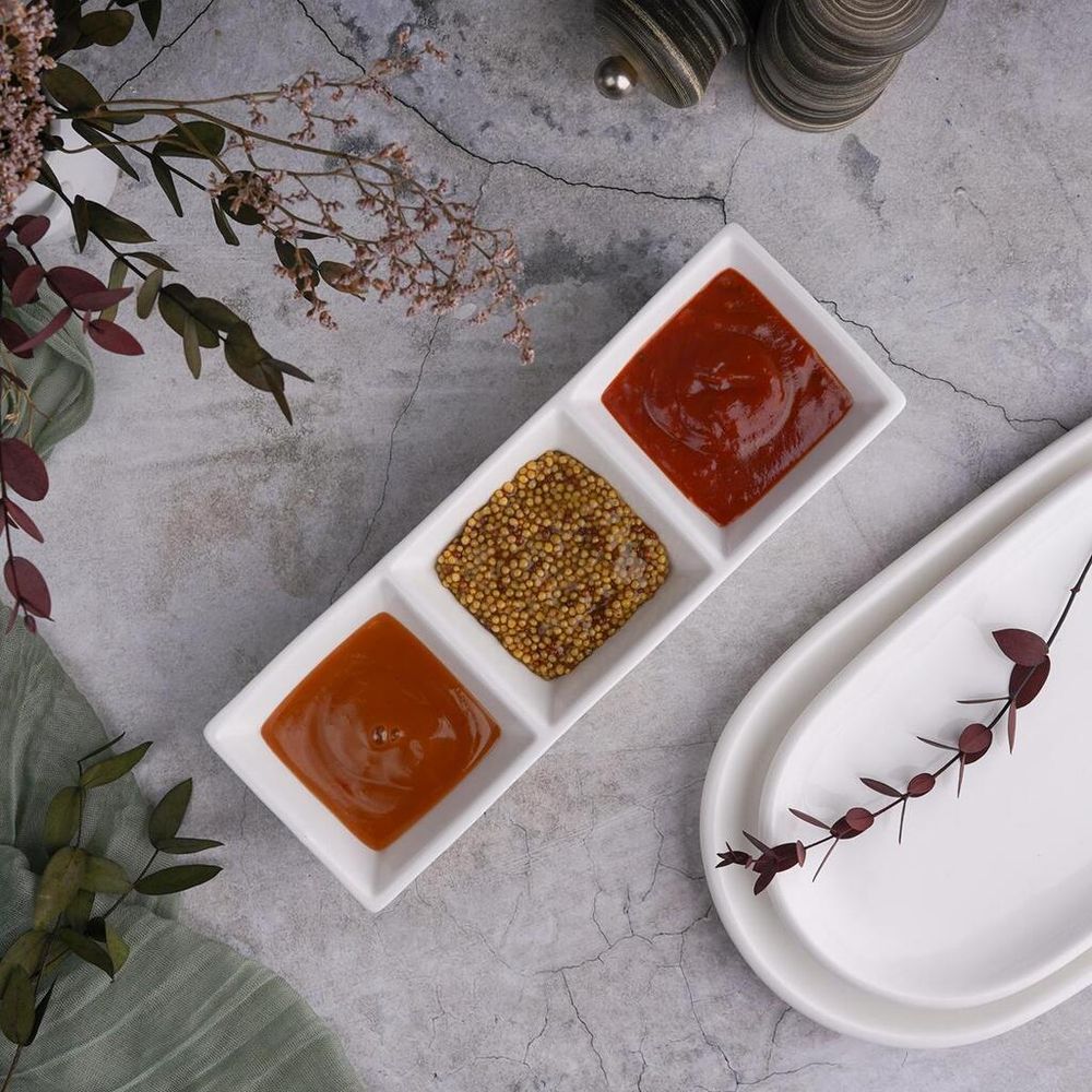 Менажница 23,5*8 см h4,6 см 3 отделения белая фарфор NEW P.L. Proff Cuisine [3]