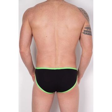 Мужские трусы брифы черные с белой вставкой и зеленой резинкой Cosmos Colors PC40_GYW