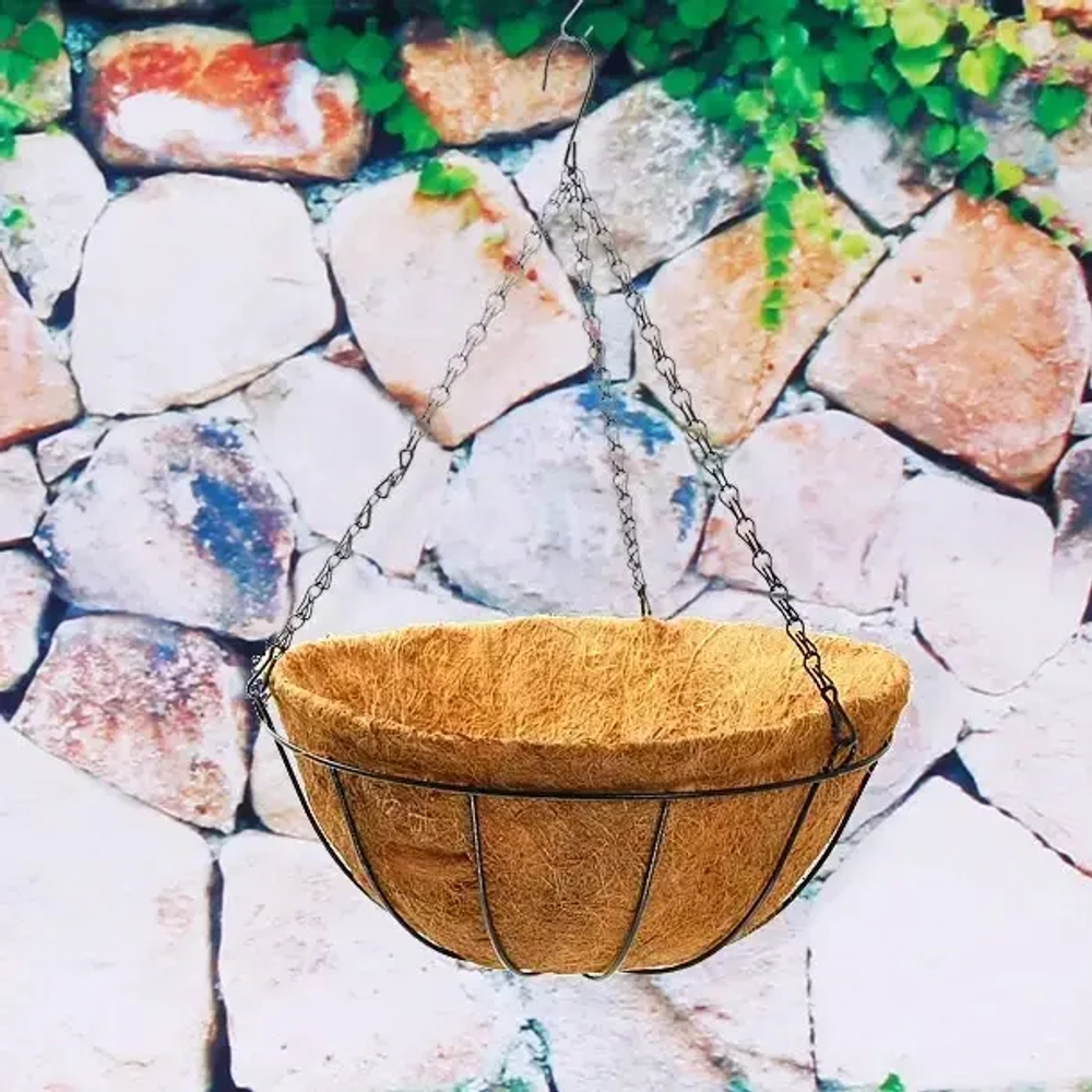 Кашпо для цветов 4л «Коковита» с кокосовым волокном, подвесное d=35см ДоброСад