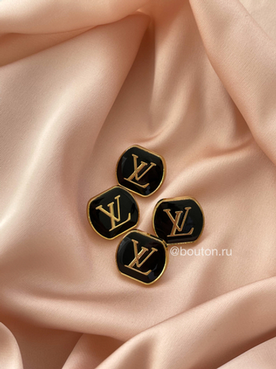 Пуговицы Лв. Черные Эмаль золото 18 мм