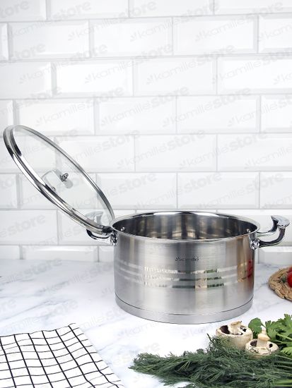 Кастрюля 5,7 л. из нержавеющей стали Kamille KM 5857 с крышкой