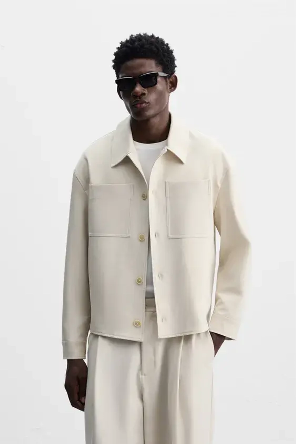 ZARA КУРТКА-РУБАШКА BOXY FIT, ЭКРЮ