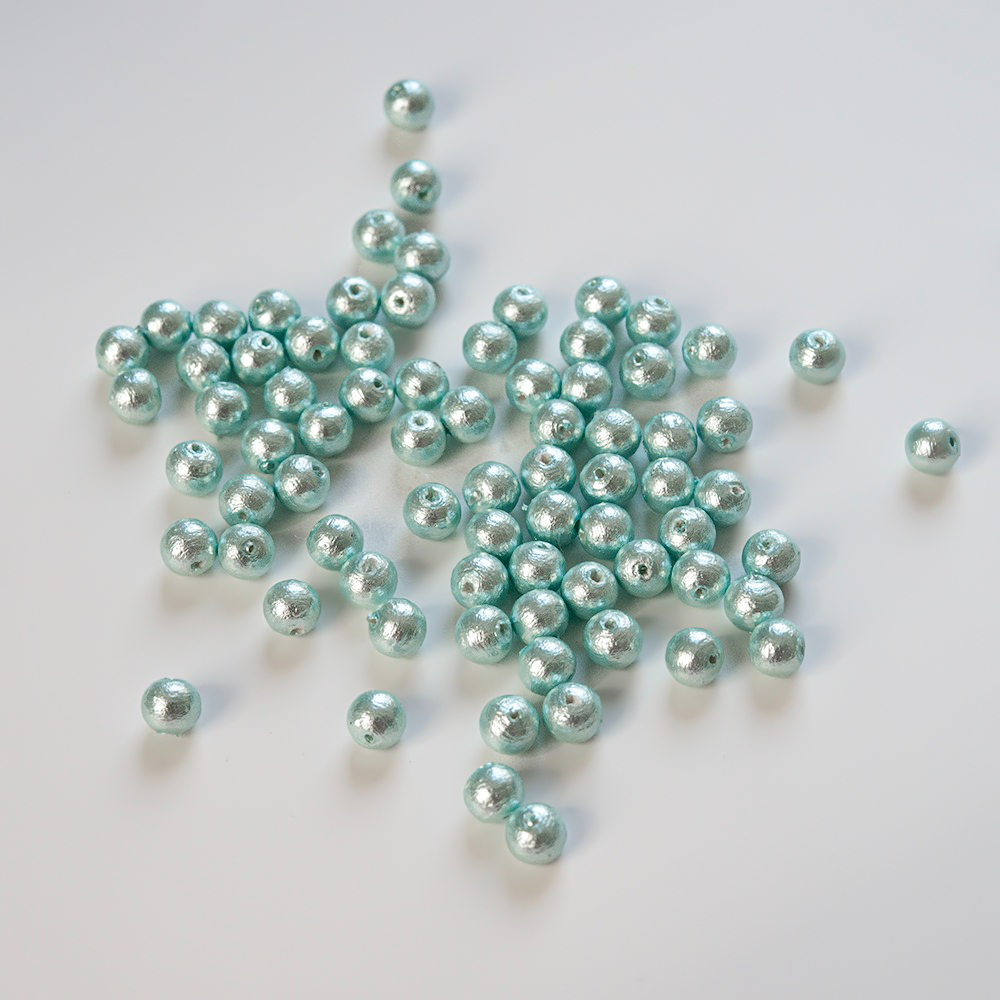 Хлопковый жемчуг, оттенок "Aqua", шар 6мм, сквозное отверстие