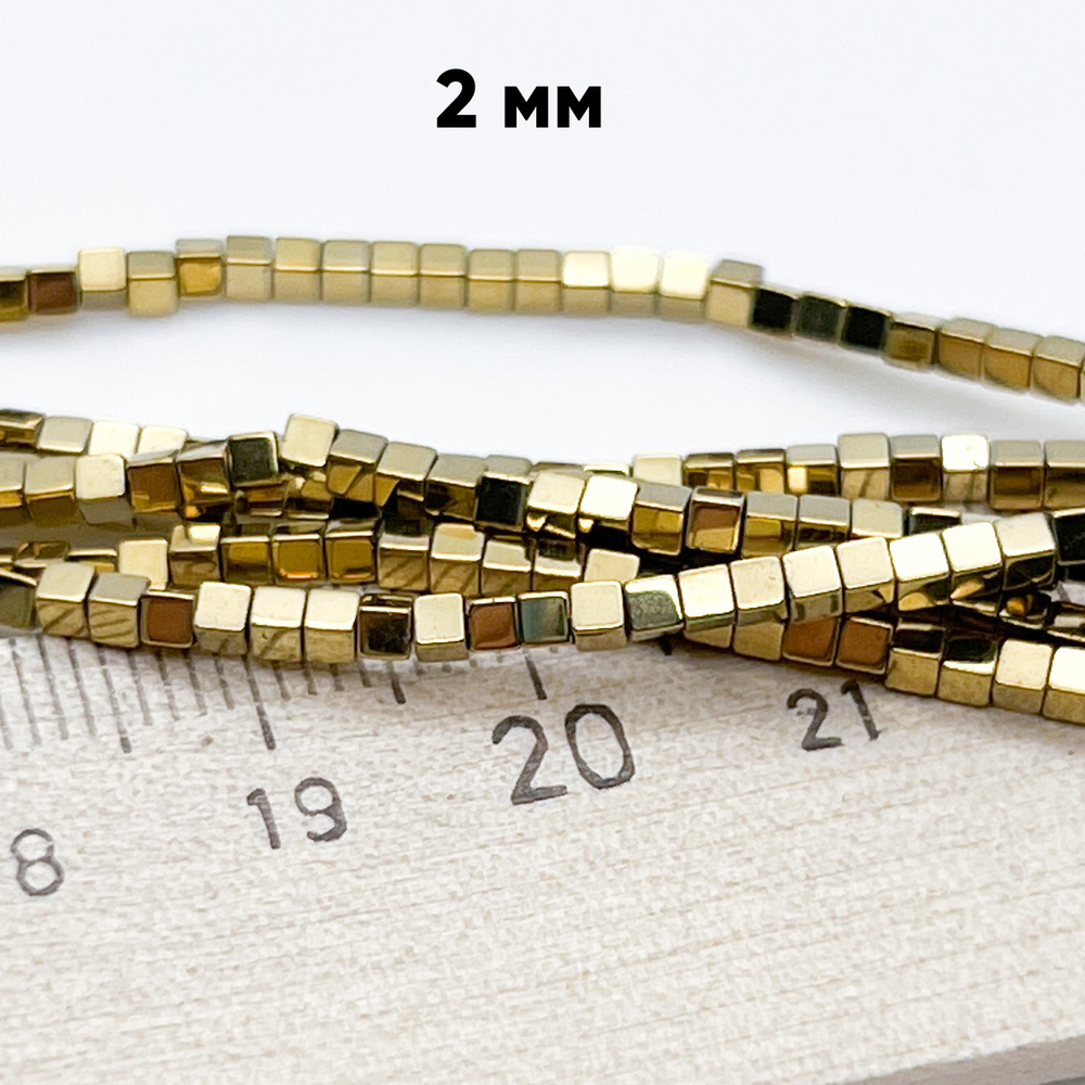 Гематит (имитация), цвет золотистый, размер около 1,9 мм, цена за нить 38 см
