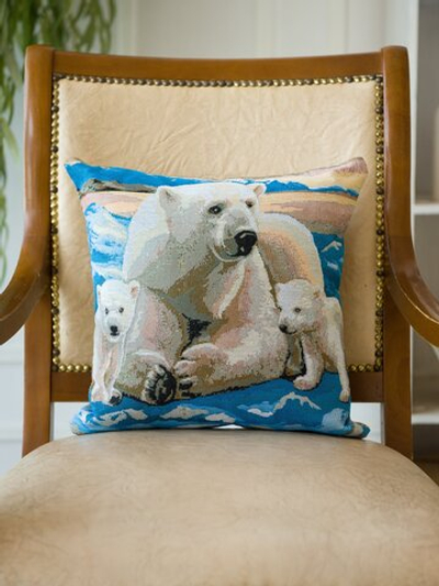 Наволочка гобеленовая декоративная для интерьерной подушки Медведица 38*38