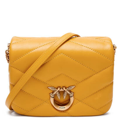 Кожаная сумка-мессенджер LOVE CLICK PUFF BABY Pinko - горчичный(101584 A1ET)