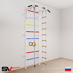 Шведская стенка Sv Sport усиленная 602 (Турник стандарт/Канат/Кольца/Лестница)
