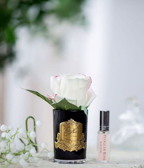 Ароматизированная роза светло-розовая в черной вазе, Cote Noire