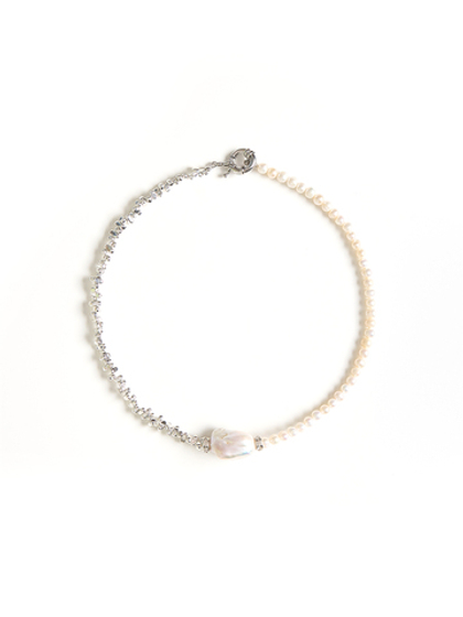 Колье Bicolor с жемчугом и гематитом Silver