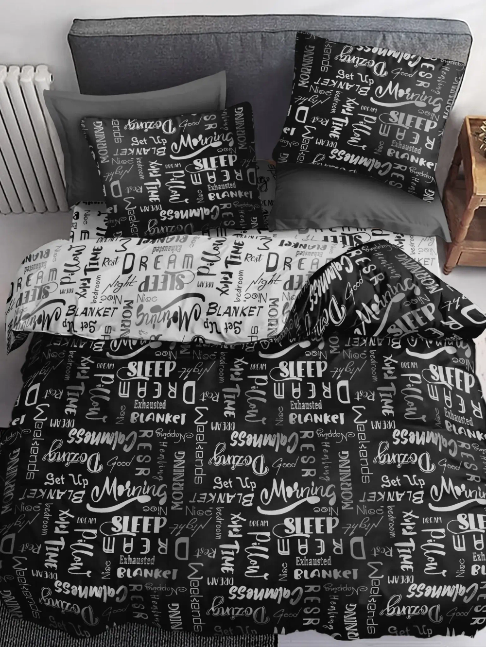 Постельное белье Евро бязь PAVLine Шрифты Ч/Б