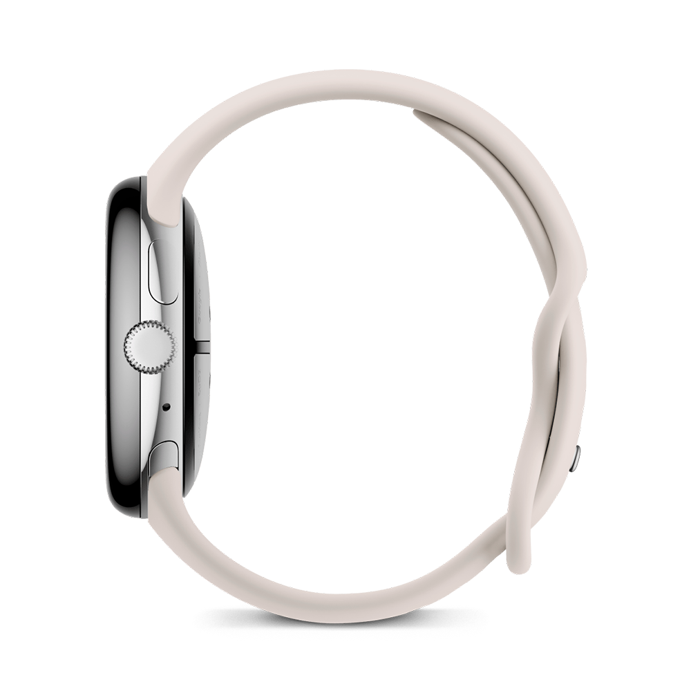 Умные часы Google Pixel Watch 3 Wi-Fi, 45mm, Polished Silver/Porcelain (Полированный серебристый корпус, ремешок фарфорового цвета)