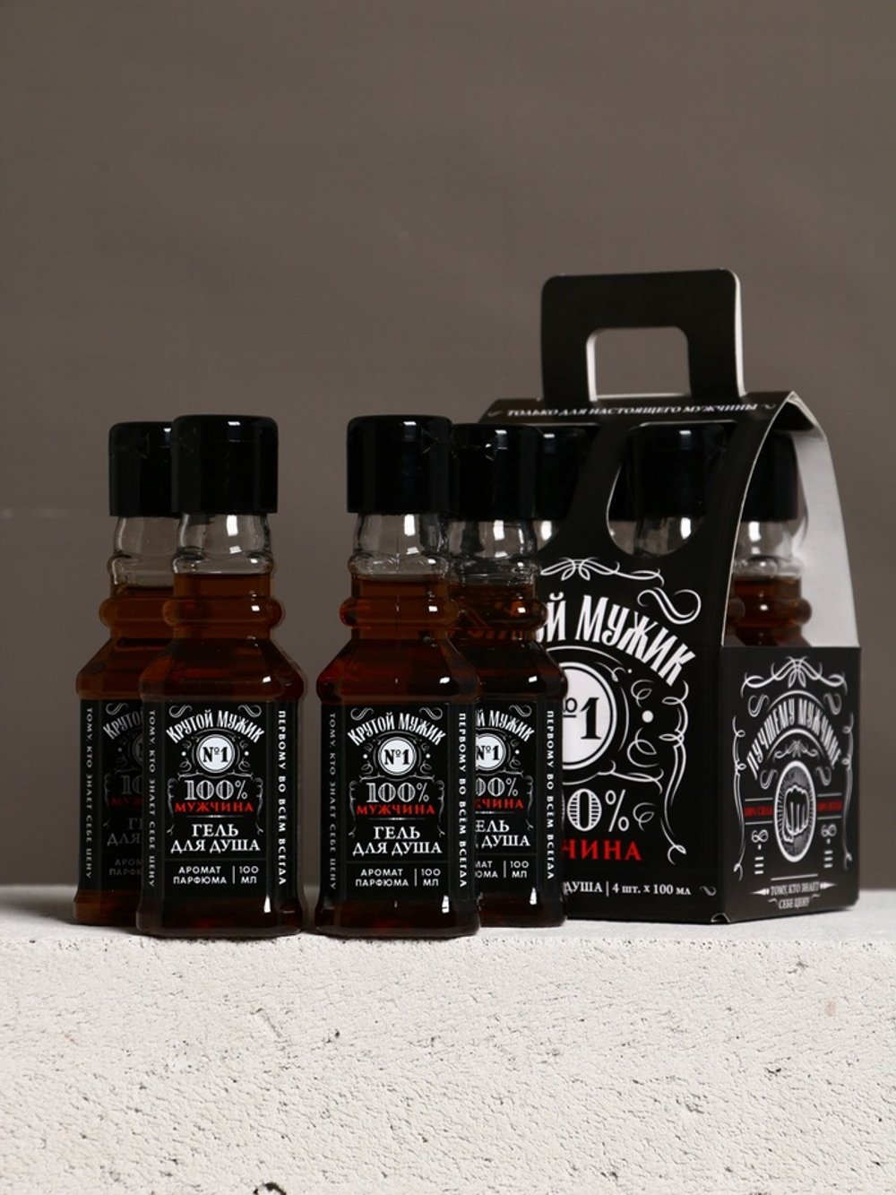 Гель для душа «Крутой мужик», набор 4 шт. × 100 мл, Чистое счастье