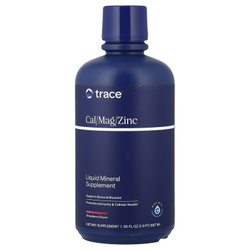 Trace Minerals Liquid Cal / Mag / Zinc + Vitamin D3 887ml (Клубника) Кальций Магний Цинк
