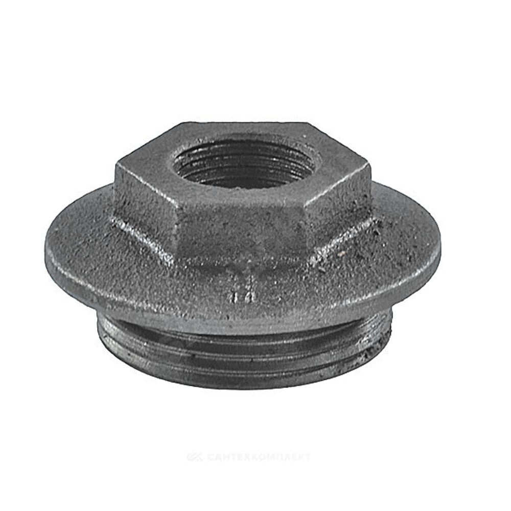 Заглушка (пробка) проходная 1 1/4"x1/2" левая резьба для чугунных радиаторов CRMTCLB