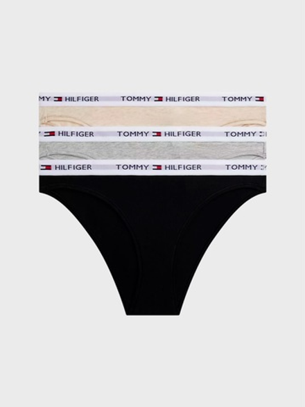 Женские трусы-бикини Tommy Hilfiger Tommy Logo Bikini Brief 3-Pack Grey / Black / Heathered Oat