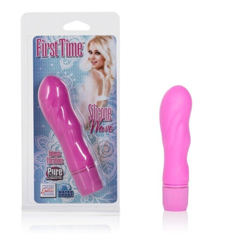 Небольшой силиконовый вибратор First Time Silicone Wave (Цвет: ярко-розовый)