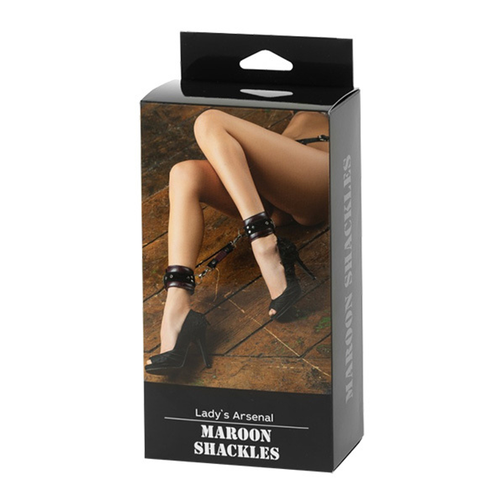 Бордовые кожаные оковы БДСМ Арсенал Lady's Arsenal Maroon Shackles 67026