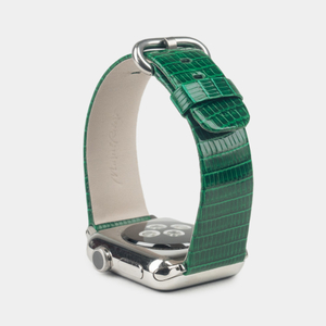 Ремешок для Apple Watch 44/45/46 mm из кожи ящерицы, зеленого цвета
