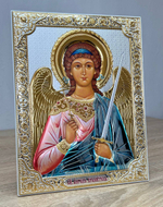 Ангел Хранитель, икона прямоугольная без рамки, белое дерево, эмаль 175х225