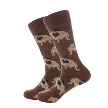 Носки с принтом "Мопс" коричневые Hobby Line