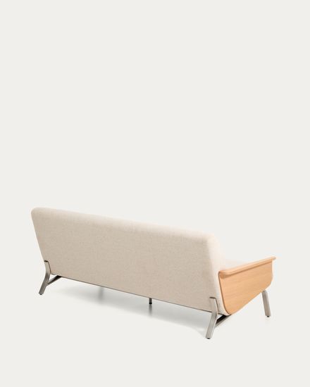 3-местный диван Amsen бежевый с подлокотниками из шпона дуба