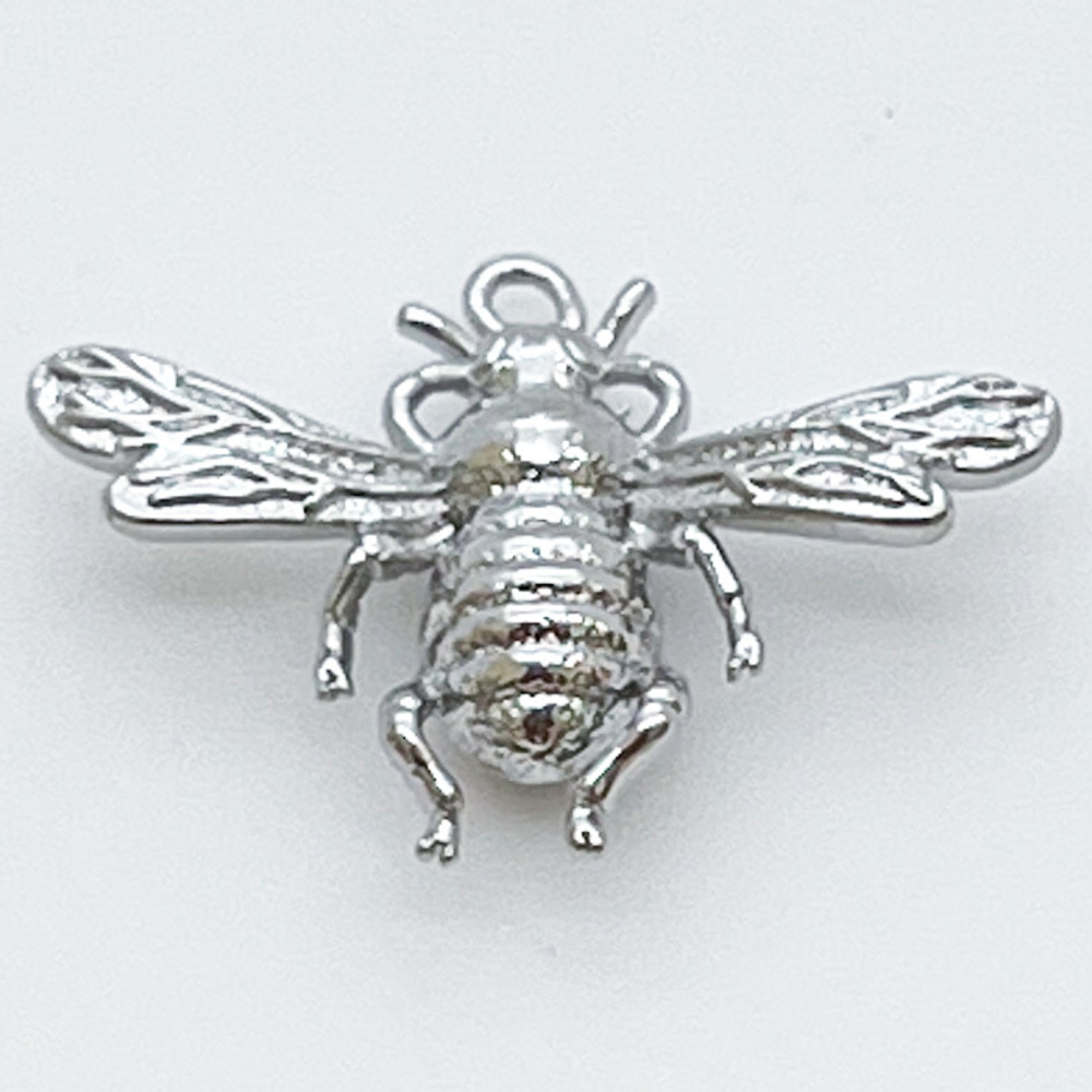 Подвеска Пчела, цвет серебро (родий), размер 18*25 мм, цена за 1 шт