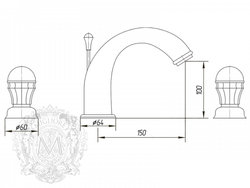 Смеситель для раковины на 3 отв. Korona Swarovski ML.KRN-4712 схема