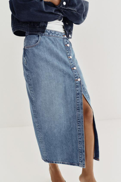 ZARA ДЖИНСОВАЯ ЮБКА ВНАХЛЕСТ Z1975, ВЫЦВЕТШИЙ СИНИЙ