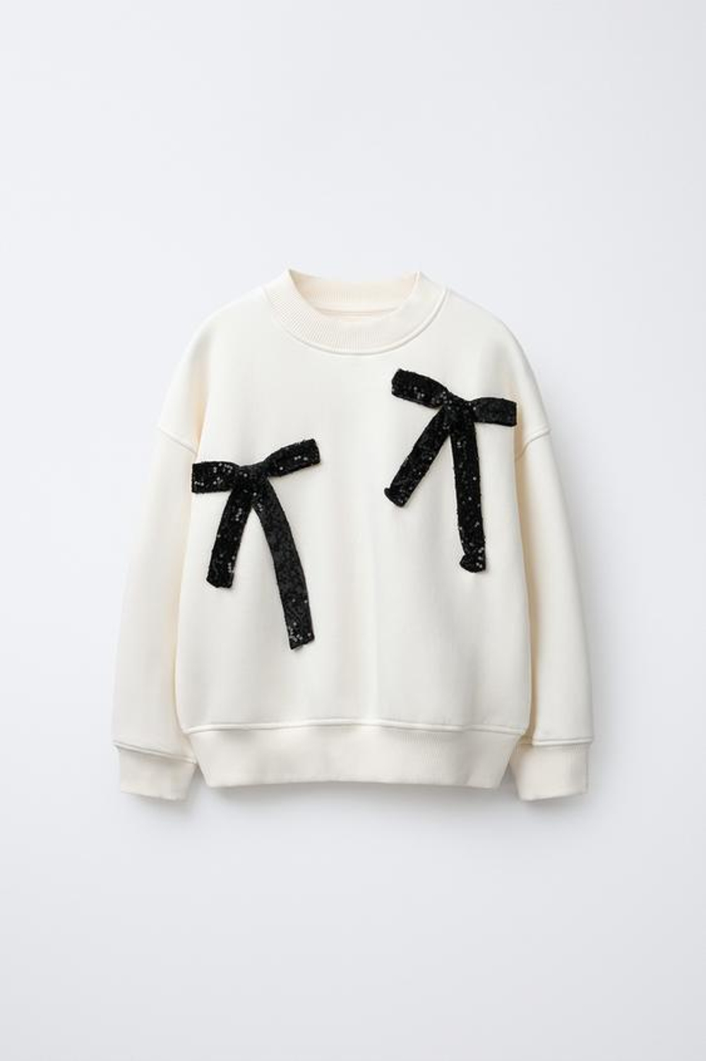 ZARA ТОЛСТОВКА С БАНТАМИ И ПАЙЕТКАМИ, ЭКРЮ