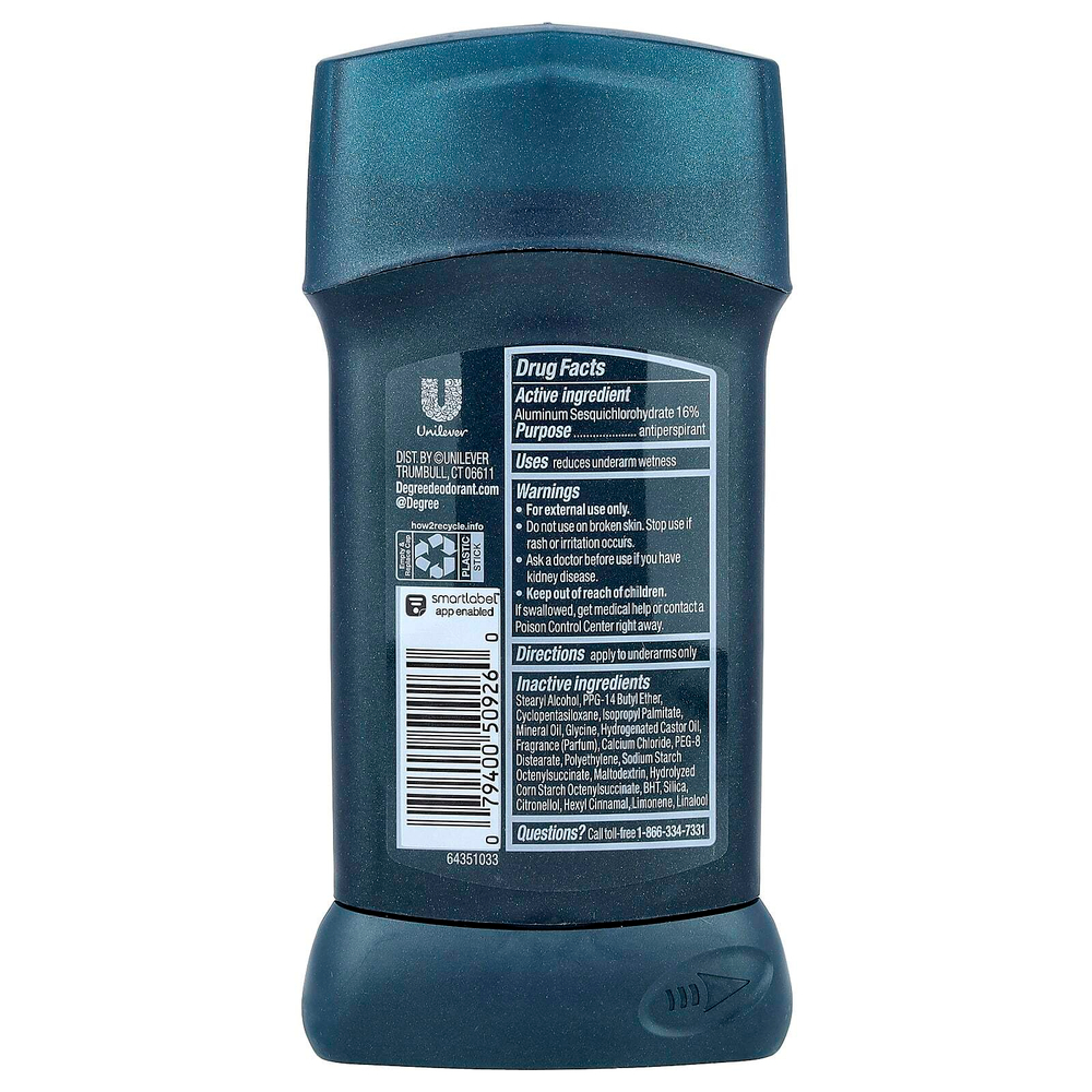 Degree, Advanced, 72H Body Heat Activated™, дезодорант-антиперспирант, холодный эвкалипт, 76 г (2,7 унции)