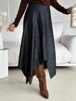 Юбка кожаная трапеция миди