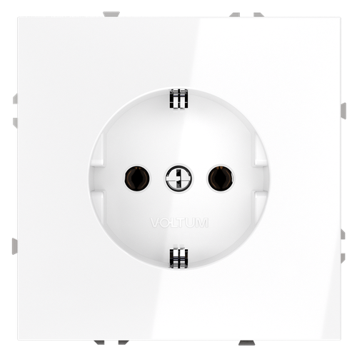 Розетка встраиваемая VOLTUM S70 с заземлением 16А, (белый глянцевый)