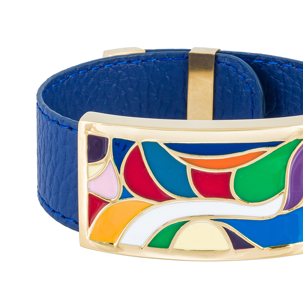 Браслет Fiore Luna на синем кожаном ремешке CB13600-14