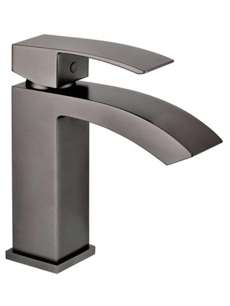 Смеситель универсальный на раковину низкий из латуни "Grocenberg" (графит, квадрат)