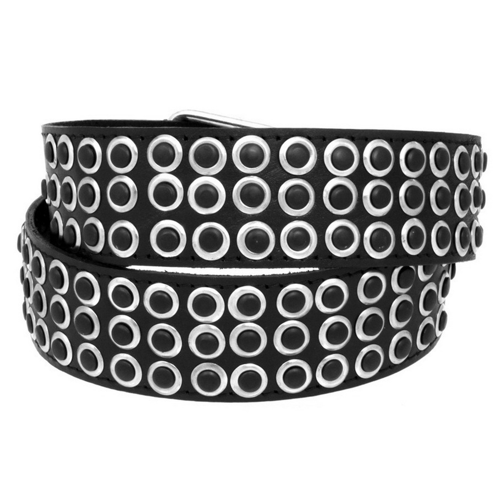 Ремень Клепка 3 ряда ч/б (3148)