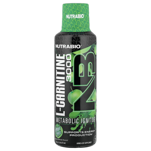 NutraBio, LeanShots L-карнитин 3000, зеленое яблоко, 473 мл (16 жидк. унц.)