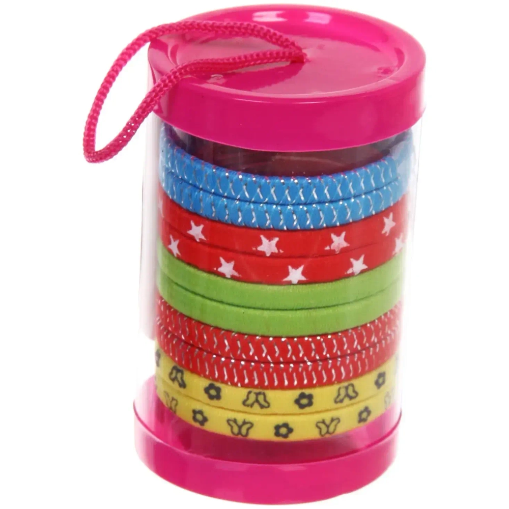 Резинки для волос детские в тубе 10шт «ЗАБАВА», звёздочки, цвет как на фото, d-4см (наклейка Кокетка)