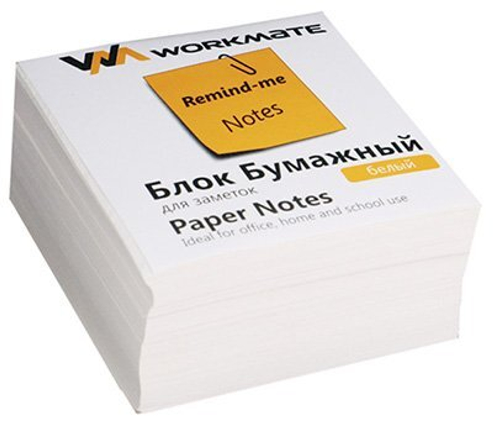 Блок бумажный, 90х90х50 мм, офсет, 60 г/кв.м, в термопленке, на склейке, белый, 12 штук