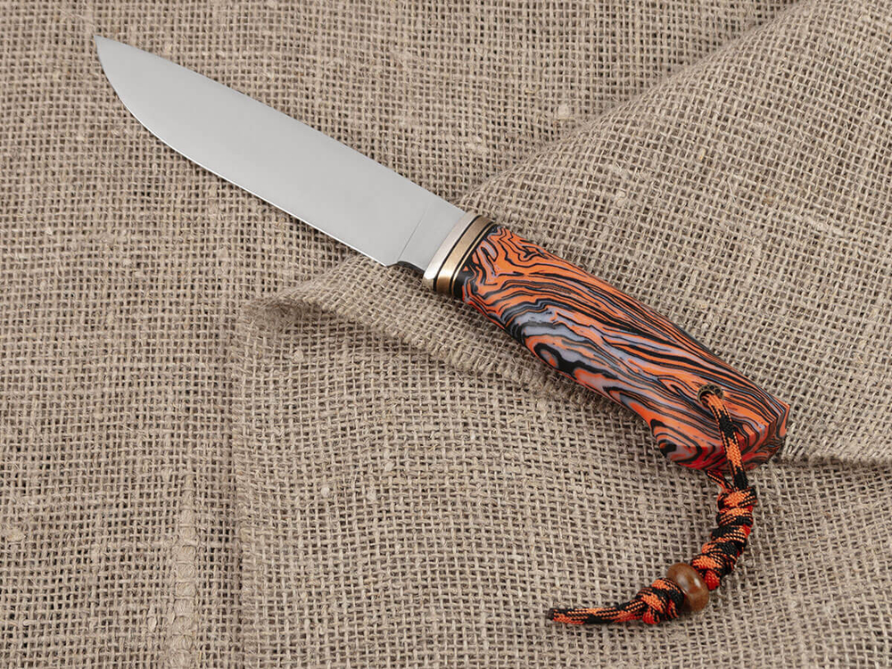 Нож для бушкрафта "Гектор", сталь VG-10/Elmax, рукоять микарта (оранжевая)